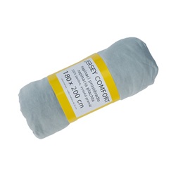 Prostěradlo JERSEY COMFORT, 180 x 200 x 22 cm, šedé, s gumou, 180g/m2, 100% bavlna