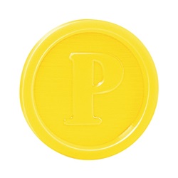 Žeton žlutý, průměr 23mm, PS, 100 ks