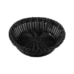 Košíček na pečivo PROFI, 25 x 7 cm, kulatý otevřený, černý polyratan