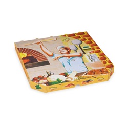 Krabice na pizzu 32 x 32 x 3 cm, vlnitá lepenka, zkosené rohy / 100 ks