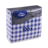 Papírové ubrousky KARO 33 x 33 cm, 1-vr., modré, 100 ks