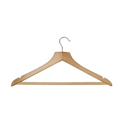 Dřevěné ramínko, prohnuté se zářezem, gumové zuby, luxusní