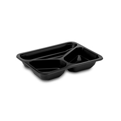 Zatavovací miska, 3-dílná černá (PP), 227 x 178 x 40 mm / 50 ks