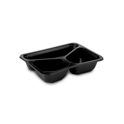 Zatavovací miska, 3-dílná černá (PP), 227 x 178 x 50 mm / 50 ks